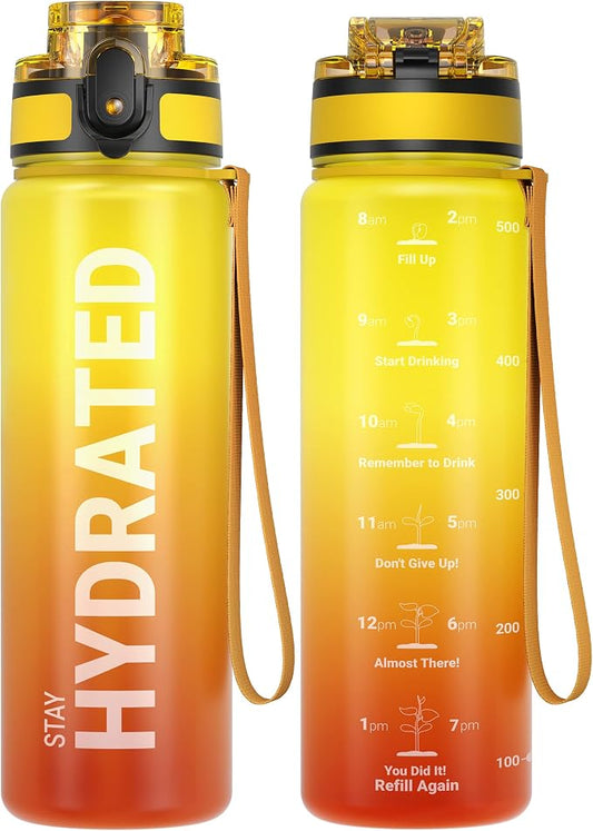 Sahara Sailor Water Bottle 17oz, Durable and Leakproof Water Bottles Motivational with Time Marker, Tritan, BPA Free, Wide Mouth with Easy Clean Brush for Gym, Travel, Home, School, Office (1 Bottle) | Bpa Free, Leakproof Wide Mouth With Fast Flow Lid ...