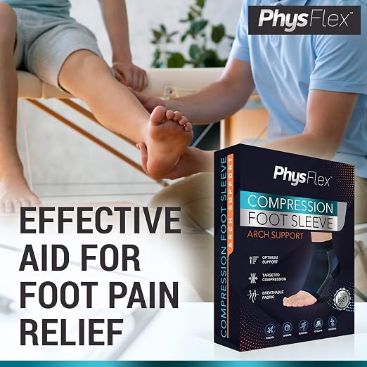 PhysFlex Ankle Brace Support - Ankle Compression Sleeve - Foot Brace for Women & Men - Tendonitis & Arthritis Ankle Brace Sports Running, Plantar Fasciitis Relief & Stabilizing Ankle Wrap