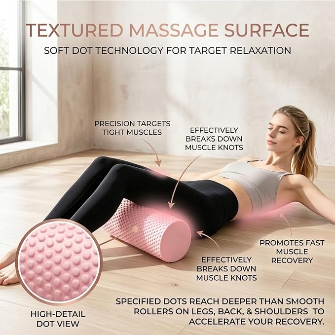 EVA Soft Dot Foam Roller for Exercise, Soft Density Foam Roller for Beginners, Textured Deep Tissue Massager for Yoga, Pilates, Back Muscle Massage & Balance Training， 1Pc-S-Purple