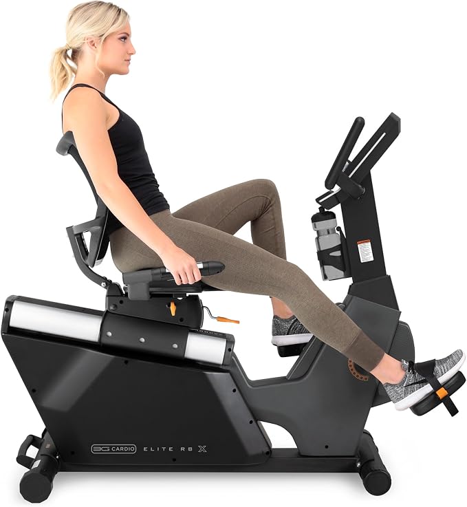 3G Cardio Elite RB X Recumbent Exercise Bike - FreeSync FTMS Bluetooth Smart App Connectivity - Compact 49" (L) - Oversized Soft 4-Way Adj. Seat - 350 lb Cap. - Low Step-Thru Design - Commercial Grade