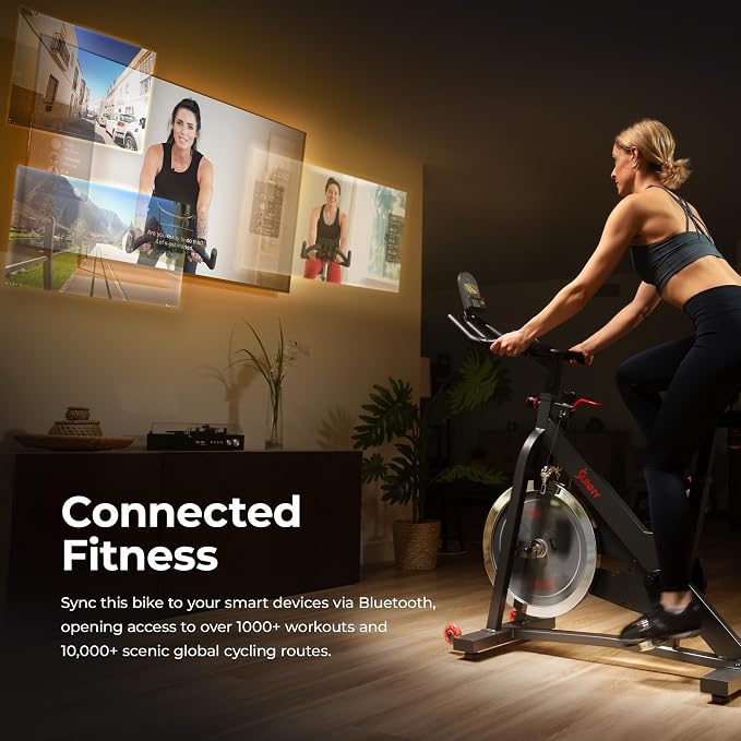 Sunny Health & Fitness Smart Indoor Cycling Exercise Bike for Home Cardio