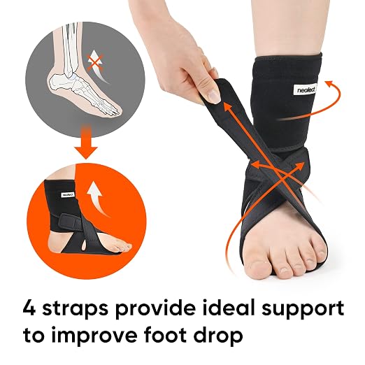 Drop Foot Brace - Adjustable AFO Ankle Brace for Walking & Stroke Recovery, Breathable Material for Ankle and Foot Support, Comfortable Design (Large/Right)