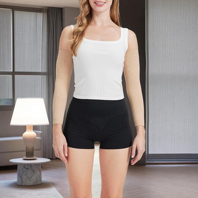 Compression Lymphedema Arm Sleeves for Women, 20-30 mmHg Full Arm Support for Swelling Recovery Circulation