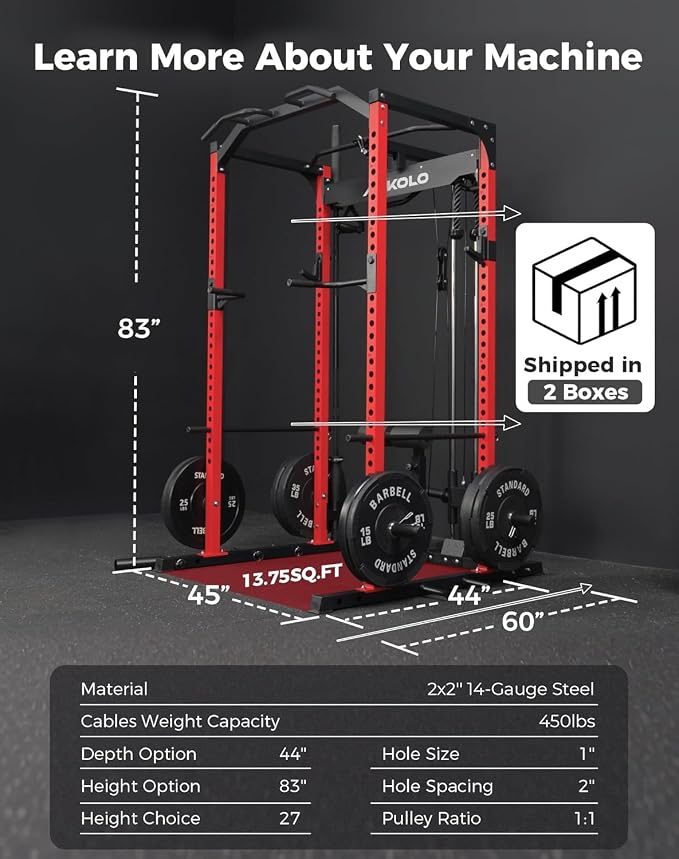 Mikolo F4 2.0 Power Cage with Dual-Track Smooth Pulley System, 1200LBS Power Rack with Leg Hold-Down for Heavy LAT Pulldowns