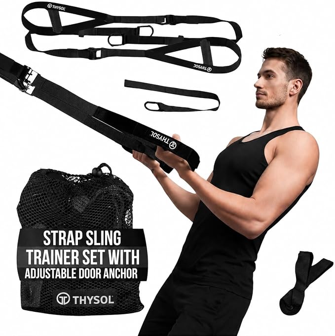 THYSOL Resistance Trainer Pro Xtreme Straps Army | Sling Trainer Set with Adjustable Door Anchor | Fitness Home Workouts - Suitable for Travelling & for Training Indoor & Outdoor