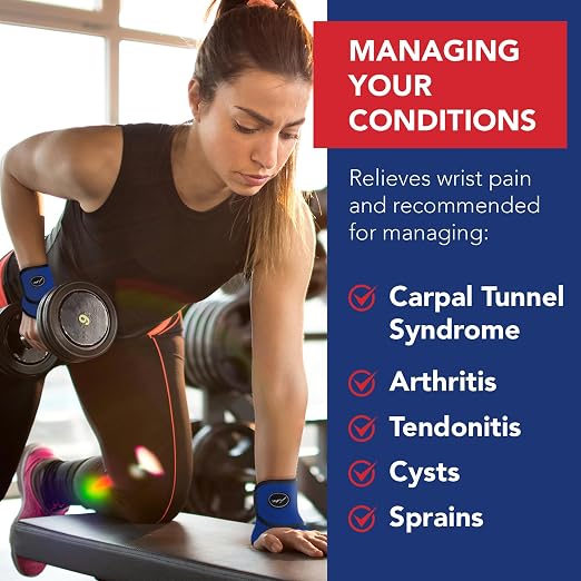 Doctor Developed Wrist Brace - Wrist wrap for Carpal Tunnel Arthritis,Tendonitis, Hand Support - Ideal for Fitness, Weightlifting - Handbook included (Blue (Pack of 1), Wrist Brace)