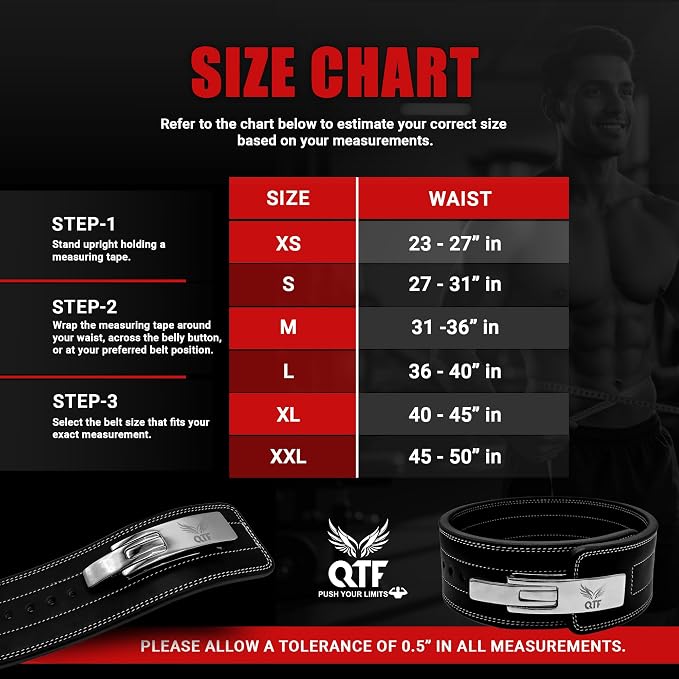QTF Weight Lifting Lever Belt For Men and Women Made of Thick Leather Gym Training Belt Ideal for Weightlifting and Bodybuilding Squats and Deadlifts