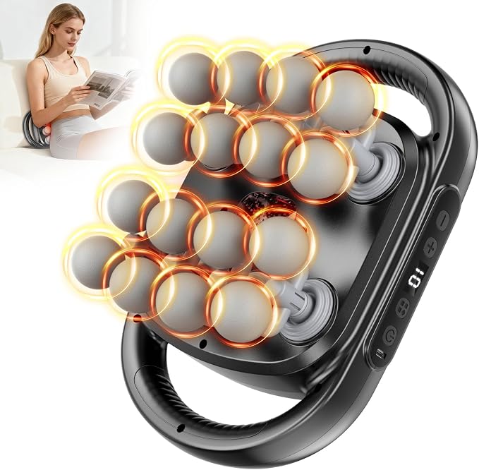 Beyn New 16-Head Massage Gun Set - 16 Gray Heads Included, 30 Speed Levels, Deep Tissue Massage for Back/Leg/Foot Muscle Relaxation, Portable Design,Horse Massager