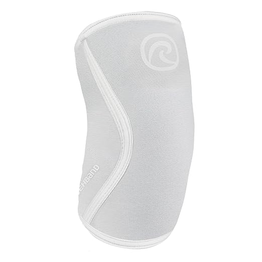Rehband Elbow 5mm Compression Sleeve, Neoprene Sleeves for Weightlifting, Anatomical Design, Non-Slip & Close Fitting, Elbow Support Unisex, Colour:Arctic/White, Size:X-Large