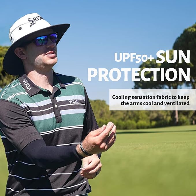 HEGCOIIE UV Sun Protection Arm Sleeves for Men & Women - Tattoo Cover Up - UPF 50 Cooling Sleeve for Golf, Cycling