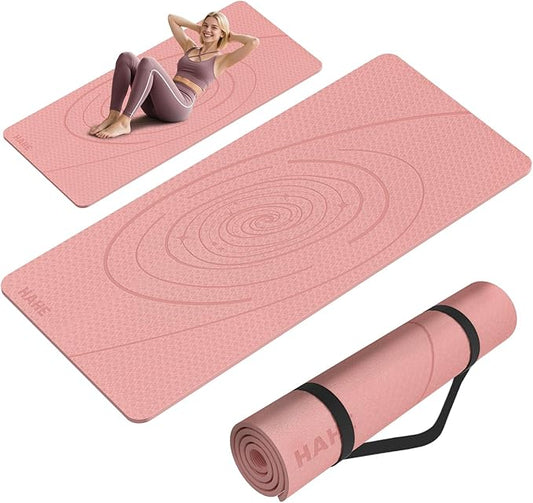 Large Yoga Mat Thick, 76"x32"x0.31"Wide POE Exercise Mat with Non-Slip Surface & Carry Strap, Anti-Tear Workout Mat for Yoga, Pilates, Fitness