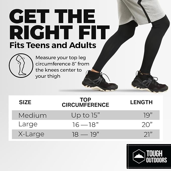 Tough Outdoors Leg Compression Sleeve - Leg Sleeves for Men & Women - Compression Calf Sleeves - Basketball Football Cycling