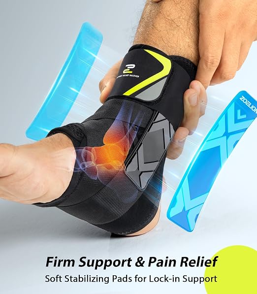 ZOELION Ankle Brace for Men Women with Self-Adjusting Side Pads, [Slim Fit & Flex Support] Ankle Stabilizer Support, Quick Hook & Loop Lace Up Ankle Brace for Sprained Ankle,Injury Recovery,Sports, L