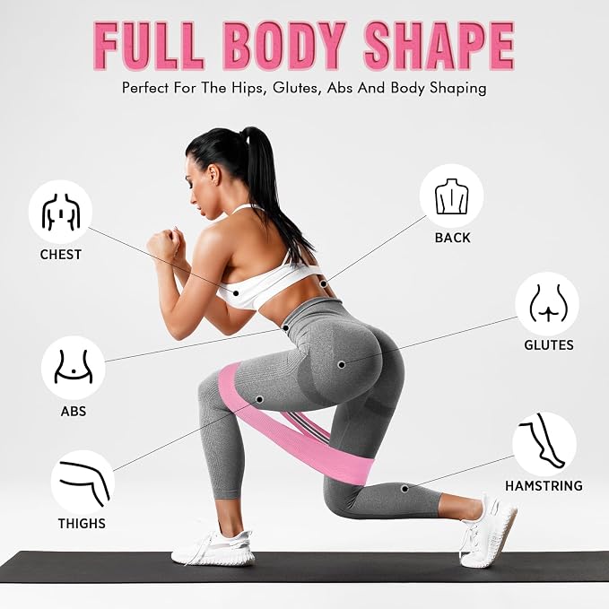 24 Pcs Fabric Resistance Bands for Working Out Strength Exercise Bands for Women Men Resistance Loop for Legs and Butt, Yoga, Pilates, Rehab, Fitness and Home