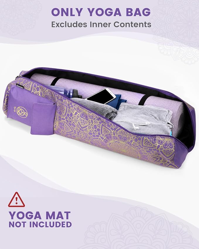 Gonex Yoga Mat Bag, Full-Zip Mat Carrier | 600D Oxford Fabric, Wet Pocket, Front Zip Pocket, Adjustable Strap, Fits Mats up to 26"