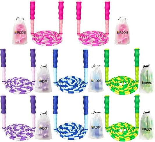 BIRDDIE Soft Beaded Jump Ropes For Kids, Adoult Fat Burning Fitness | Individual bag for easy storage; Adjustable length; Tangle-free segmented;Non-slip handle; Cord length: 240 cm/94.48 inch