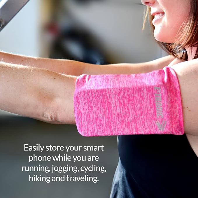 Phone Holder for Running, Cell Phone Arm Bands with Reflective Logo, Phone Strap Armband Fits iPhone and Android, Use for Running, Walking, Hiking and Biking, Pink XL