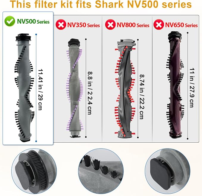 NV500 Brush Roller, Belts & Filter Kit for Shark Rotator Lift-Away NV550 NV501 NV502 NV505 NV520 UV560 – 1 Brush Roller + 1 Filter + 2 Foam & Felt Filters + 2 Belts + 2 Wheels, Part # Xff500 Xhf500
