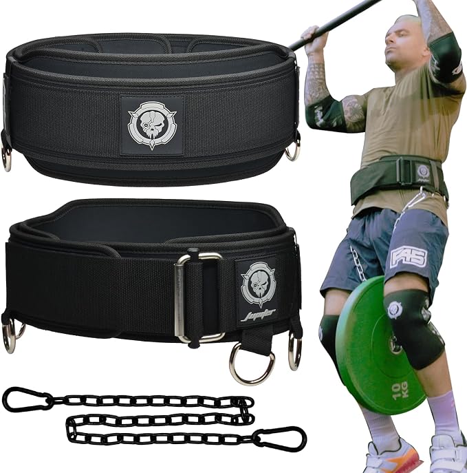 2-in-1 Weightlifting Belt & Dip Belt with Chain for Added Weight Training,Weightlifting, Squats, Deadlifts,Powerlifting for Men & Women