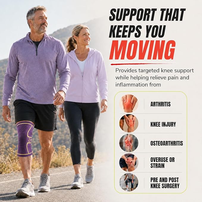 Knee Brace for Men and Women Knee Compression Sleeve Knee Support Wraps for Arthritis Joint Pain Relief, Workout, Swelling, Sports, Circulation, Running, Recovery for ACL & Meniscus Tear