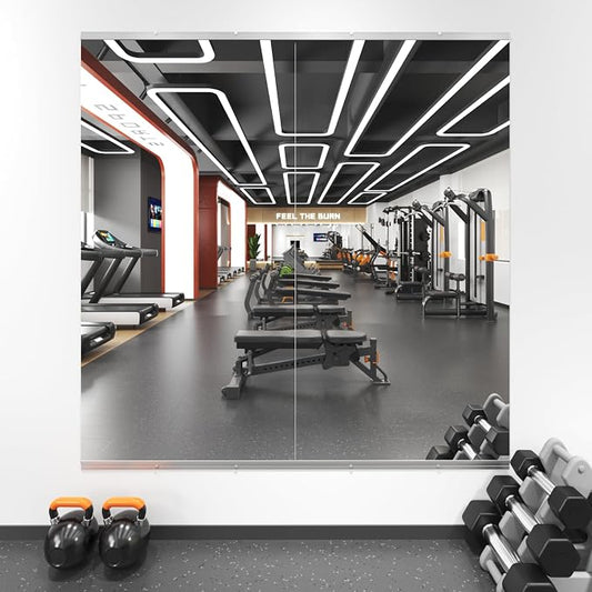 LOAAO Home Gym Mirror 55"x28", 2 PCS | Frameless, Tempered Glass, Large Workout Mirrors, For Home Gym, Dance Studio, Yoga Room, Garage Gym