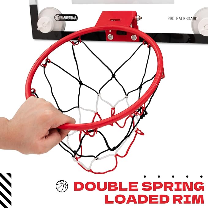 Indoor Mini Basketball Hoops with Powerful Suction Cups for Window and Wall | Wall Mounted Basketball Hoops, Basketball Backboard for Bedroom Office Dorm Room, Outdoor Toy Gifts for Kids and Adults