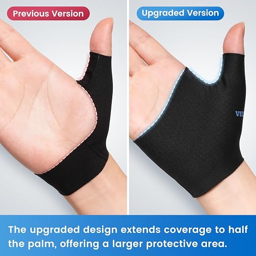 VELPEAU Elastic Thumb Wrist Support Brace (Pack of 2), Splashproof Compression Sleeve for Arthritis Pain, Tendonitis, Sprains, Sports, Splint Liner, Fits Left & Right Hands (Upgraded Short Version - Black, Small)