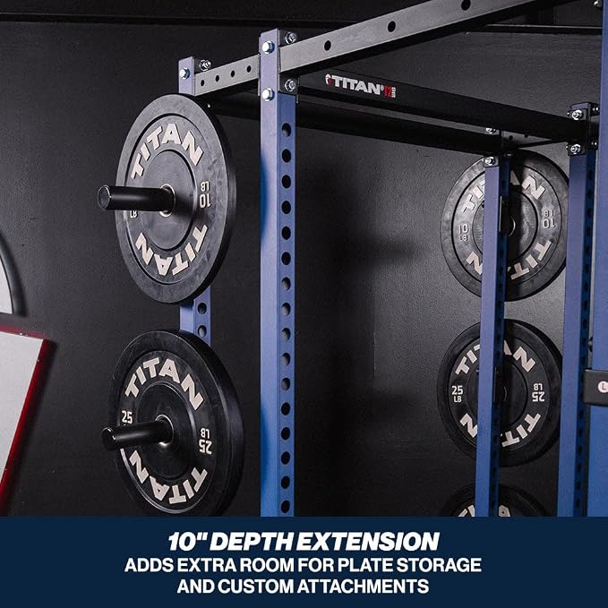 Titan Fitness T-2 Series Power Rack Extension Kit, 12-Gauge Steel Uprights, Bolt-Together Rack Expansion for Home Gym with Weight Plate Holders