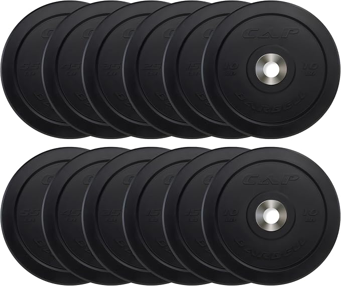 CAP 2-inch Olympic Bumper Plate Weight Set | 100-370 lbs | Multiple Colors | Storage Rack Optional