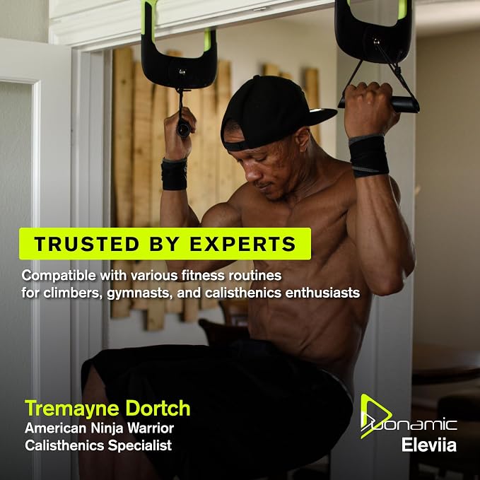 Duonamic Eleviia Portable Doorway Pull Up Bar, No Install, Home & Travel | Comes Fully Assembled, Ready in Under 8 Seconds, Aerospace Composite Build, Lightweight at 3.5 lb, Non Marking Coating