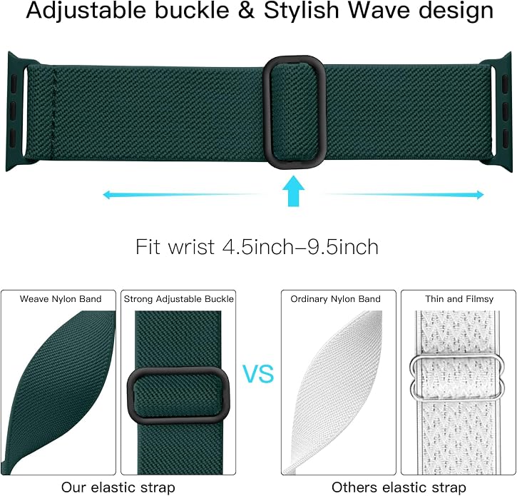 Lerobo Braided Band Compatible with Apple Watch Series 11 10 9 8 7 46mm 45mm 41mm Ultra SE 3 2 1 49mm Series 6 5 4 3 44mm 40mm 38mm 42mm Men iWatch Bands Women Stretchy Nylon Solo Loop Sport Strap
