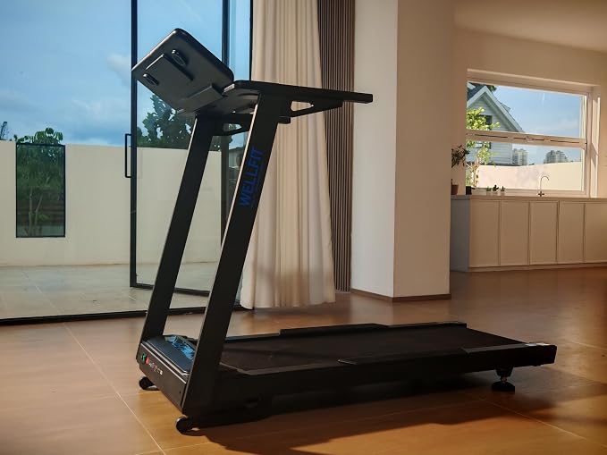 WELLFIT Auto Incline Treadmill, 15% Incline Heavy Duty Treadmill for Home | 4.5HP, 10 MPH, 500 lbs Capacity, 20'' x 55'' Running Area Treadmills with Pulse Sensor, Bluetooth Player & LED Display