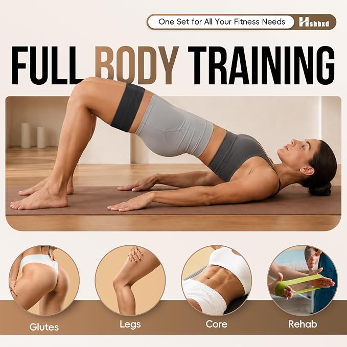 Fabric Resistance Band Set with Exercise Guide, 3 Levels for Hip and Glute | For women and men; 3 resistance levels with an exercise guide for legs, squats, yoga, fitness, and physical therapy