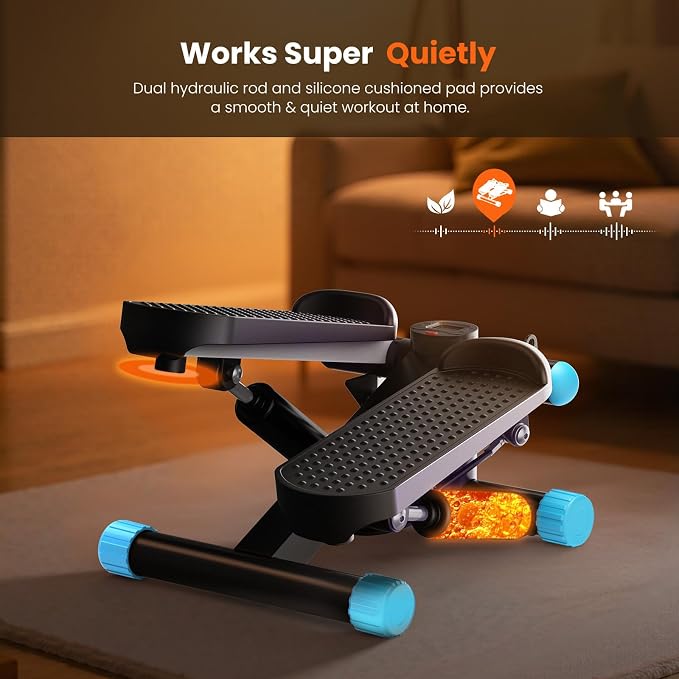 Sweetcrispy Mini Stair Steppers with Resistance Bands for Exercise at Home, Portable Exercise Twist Stepper Machine for Full Body Workout, 300LBS Capacity