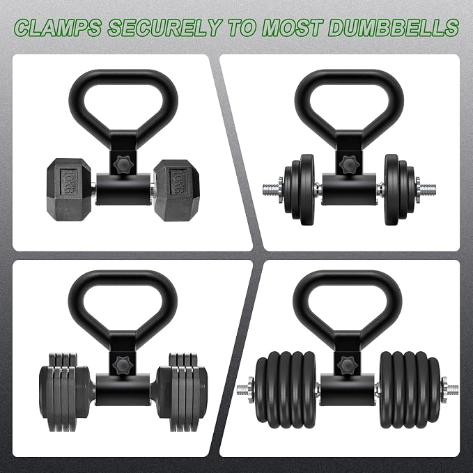 SELEWARE Dumbbell Converter, Steel Dumbbell to Kettlebell Converter Handle | Versatile Kettlebell Handle with Non-Slip Ergonomic Grip for Home Gym Weight Lifting, Fits Most Dumbbells Up to 100lbs