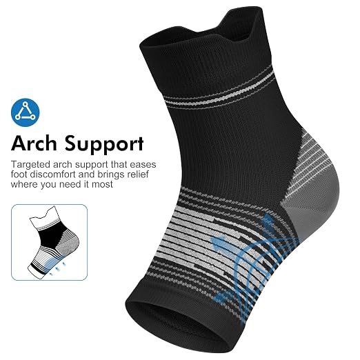 PAPLUS 6 Pairs Plantar Fasciitis Socks, Compression Socks with Arch Support | Foot Compression Sleeve for Women & Men, Ankle Brace for Achilles Tendonitis, Heel Pain, Plantar Fasciitis Relief, Black S