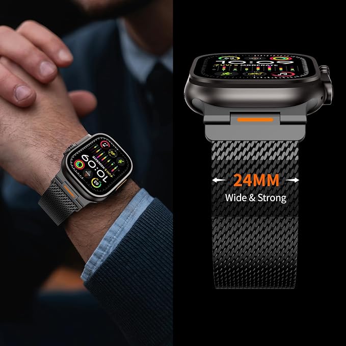 Bands Compatible with Apple Watch Ultra 3/2/1 Band 49/46/45/44mm | Milanese Loop Magnetic Stainless Steel Strap for iWatch Ultra SE 3/2/1 Series 11 10 9 8 7 6 5 4 3 2 1 Men, Dark Gray