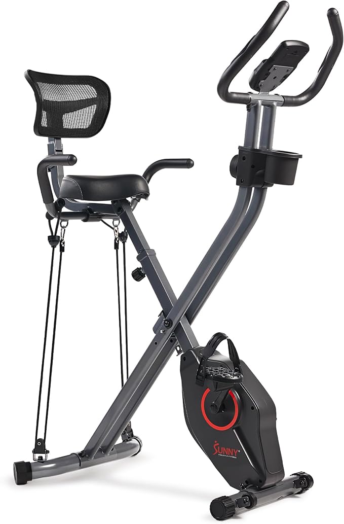 Sunny Health & Fitness Smart Foldable Magnetic X-Bike, Low-Impact Workouts