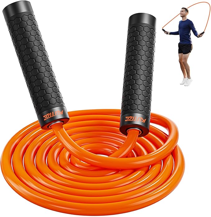 KUTIZE Jump Rope, Weighted Jump Rope for Men Women, Adjustable 1lb Heavy Skipping Ropes, Suitable for Boxing, Cardio, Home Fitness, Training Muscle, Home Gym Workout Equipment for Full Body Exercise