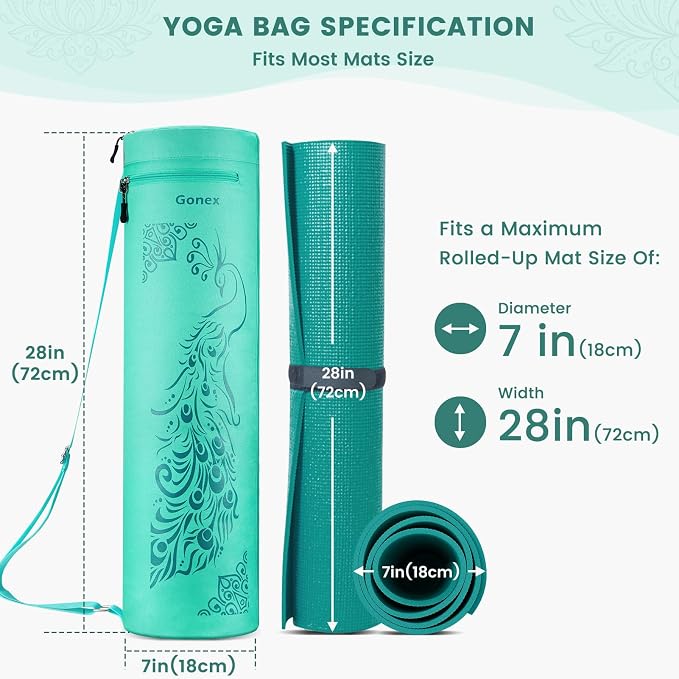 Gonex Yoga Mat Bag, Full-Zip Mat Carrier | 600D Oxford Fabric, Wet Pocket, Front Zip Pocket, Adjustable Strap, Fits Mats up to 26"