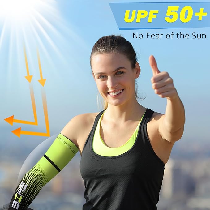 beister Arm Sleeves for Men & Women, UV Protection Cooling Cover and Cyling | Lightweight stretch; sweat-wicking comfort; cycling, volleyball, baseball, driving and gardening; washable tattoo coverage