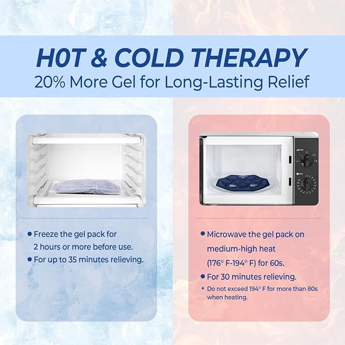Extra Large Ice Pack for Back Pain Relief, 1 Gel Pack, Blue | Leakproof Lower Back Ice Pack, More Gel for Instant Pain Relief, Extension Strap, Hot Cold Therapy, Skin-Safe Lycra Fabric