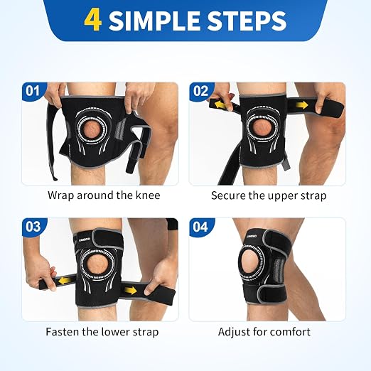 CAMBIVO Knee Brace with Stabilizers, Gel Pad & Open Patella for Men & Women | Open Patella Stabilizer for Arthritis, Meniscus & ACL MCL Relief. Adjustable Compression for Running & Sports Recovery