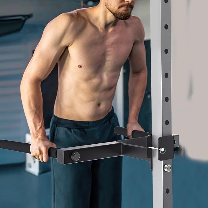 SELEWARE Squat Rack Attachment for Power Cage with 5/8" or 1" Holes | Y-Shaped Dip Bar Attachment, Nordic Hamstring Curl Attachment & Lever Arms for 2x2 or 3x3 Power Rack, Home Gym Accessories