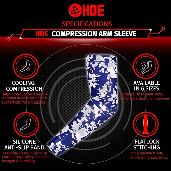 HDE Arm Compression Sleeves for Kids Basketball Shooting Sleeve Youth Sports Cooling Sun Protection Football Baseball 1 Pair