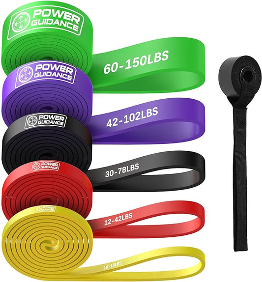 POWER GUIDANCE Resistance Bands, Set of 5 Pull Up Bands, Pull Up Assistance Bands, Exercise Bands, Resistance Bands Set for Legs, Working Out