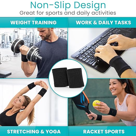 Vive Wrist Compression Sleeves for Women & Men (Pair) - Elastic Support | Wristband for Pain Relief & Circulation - Wrist Support for Carpal Tunnel, Arthritis, Tendonitis - Great for Sports Injury
