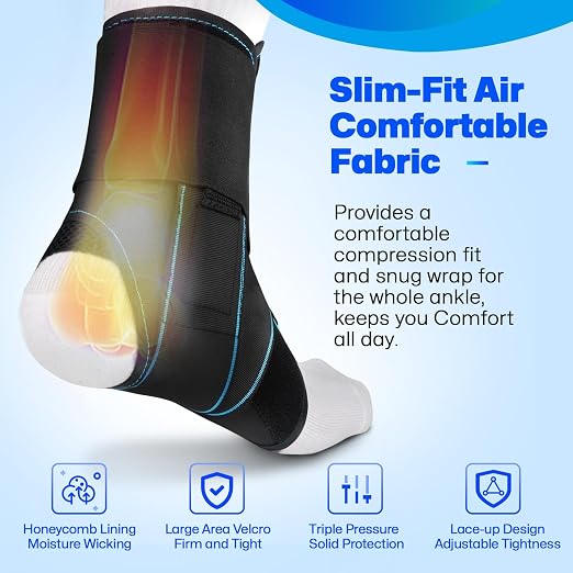 Lace Up Ankle Brace for Women Men, Ankle Support for Sprained Ankle, Plantar Fasciitis Brace Ankles Stabilizer Wrap for Basketball, Volleyball, Sports, Injury Recovery, L