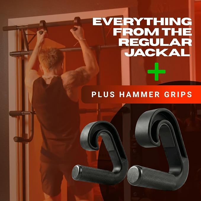 JACKAL Door Pullup Bar and Dip Bar Station - Multi Grip, Removable Dip Bars, Rigid NO WOBBLE, Easy Folding Storage, No Screws, Dip Station and Pull-up Bar for Doorway, Collapsible Dip Station, No Door Damage, High Weight Capacity, Foldable Bodyweight W...