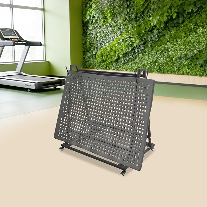 Floor Mat Drying Cart with Wheels, A-Shaped Heavy Duty Storage Rack, 100 Lbs Capacity for Gym, Yoga Studio, Home Use (Black)